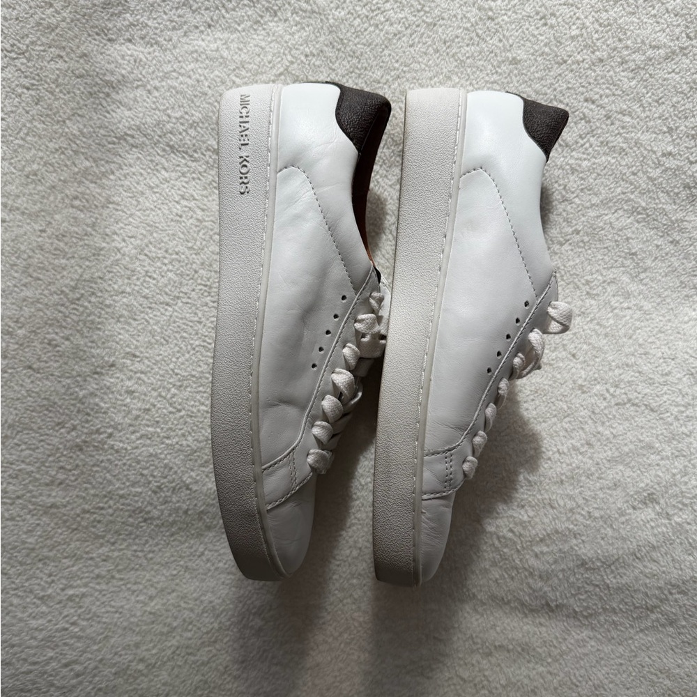 Michael Kors Irving White Leather Lace-Up Sneakers | 7 - Picture 6 of 8